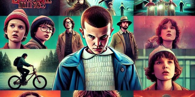 Un collage con imágenes de personajes principales de las series mencionadas, como Eleven (Stranger Things