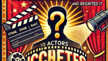 DALL·E 2024-12-13 07.39.47 – A vibrant and dynamic thumbnail for a video titled ’10 Actors Who Rejected Iconic Roles (and Regretted It).’ The design includes iconic movie elements