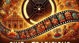 DALL·E 2025-01-09 19.46.19 – A captivating thumbnail design showcasing the theme of cinema preserving cultural traditions. The image features a film reel unrolling into a vibrant