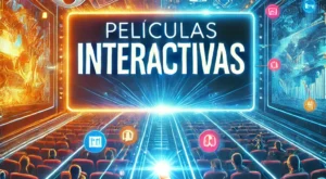 DALL·E 2025-01-09 20.39.56 – A vibrant and dynamic thumbnail representing ‘How Interactive Movies Are Transforming Entertainment.’ The design features a split-screen concept_ one