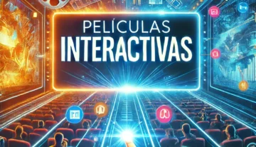 DALL·E 2025-01-09 20.39.56 – A vibrant and dynamic thumbnail representing ‘How Interactive Movies Are Transforming Entertainment.’ The design features a split-screen concept_ one