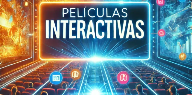 DALL·E 2025-01-09 20.39.56 – A vibrant and dynamic thumbnail representing ‘How Interactive Movies Are Transforming Entertainment.’ The design features a split-screen concept_ one