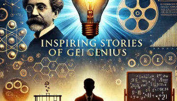 DALL·E 2025-01-10 16.46.48 – A visually striking YouTube thumbnail for a video titled ‘Movies About Inventors and Scientists’. The design features an inspiring collage_ a glowing