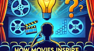 DALL·E 2025-01-10 16.48.22 – A captivating YouTube thumbnail for a video titled ‘How Movies Inspire Critical Thinking in Youth’. The design features a young person sitting in a th